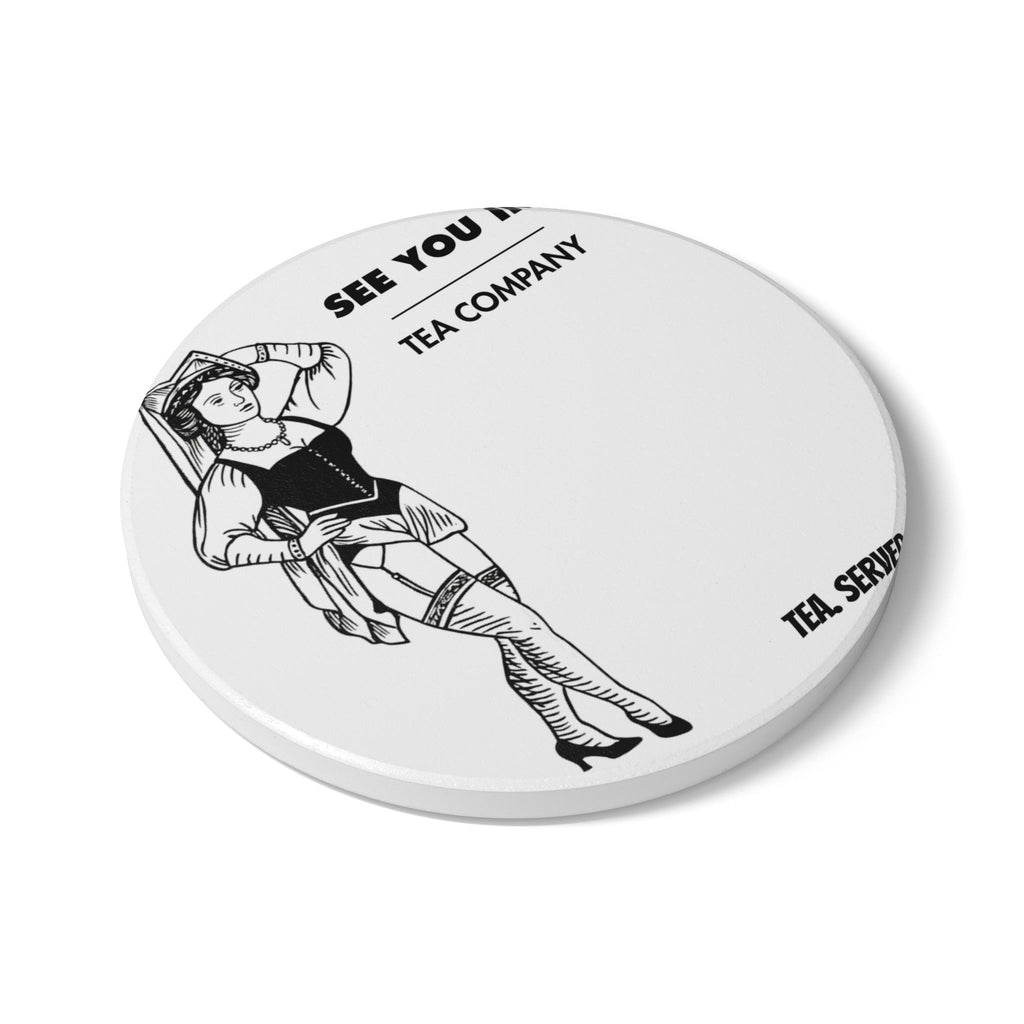 Vintage Pinup Maid Illustration Ceramic Coaster | See You In Tea Company